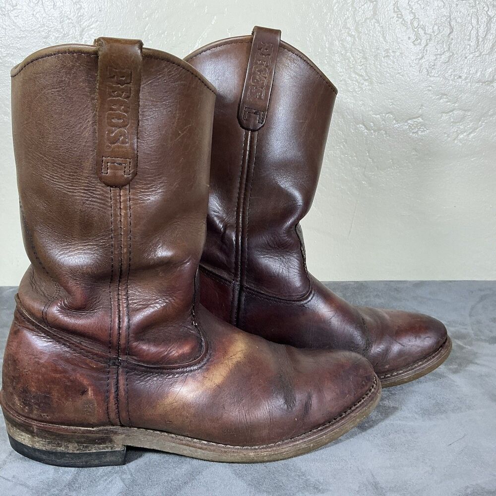 Red Wing Pecos Western Cowboy Boots Brown Vintage Leather Made In USA 9.5 D 1155